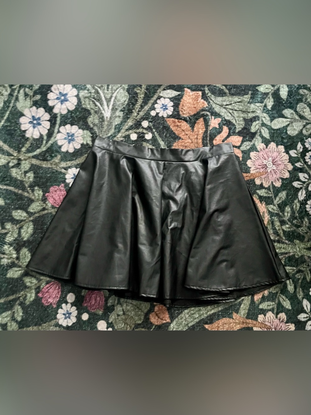 Black Faux Leather Skater Mini Skirt